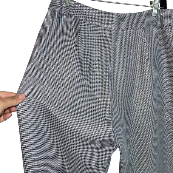 Mondi Vintage Womens Pant Suit Size Medium Gray Metallic Knit Pockets Wide Leg - Picture 7 of 10